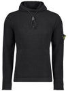 Men's Wappen Patch Hooded Knit Top Black - STONE ISLAND - BALAAN 3