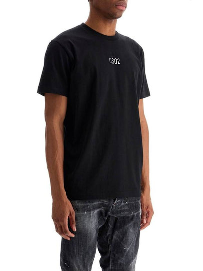 black cotton t-shirt with embroidered logo - DSQUARED2 - BALAAN 2