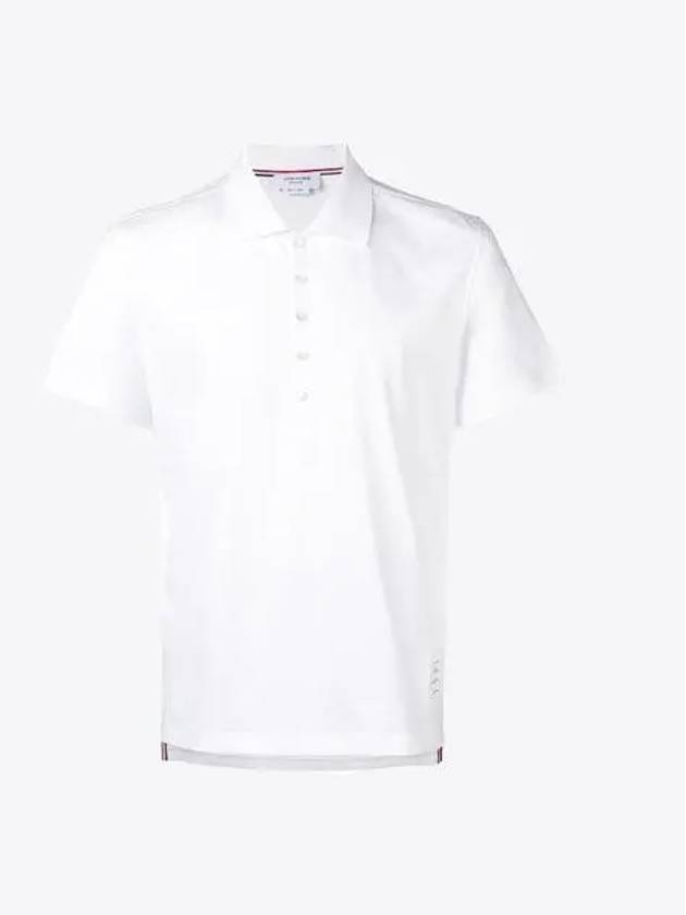 Side Slit Three Stripe Tab Short Sleeve Polo Shirt White - THOM BROWNE - BALAAN 2