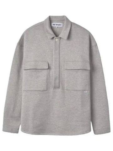 Overfit polo pocket shirt gray melange - SUNNEI - BALAAN 1