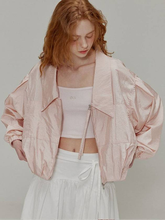 Shining collar nylon Jacket_Peach pink - OPENING SUNSHINE - BALAAN 2