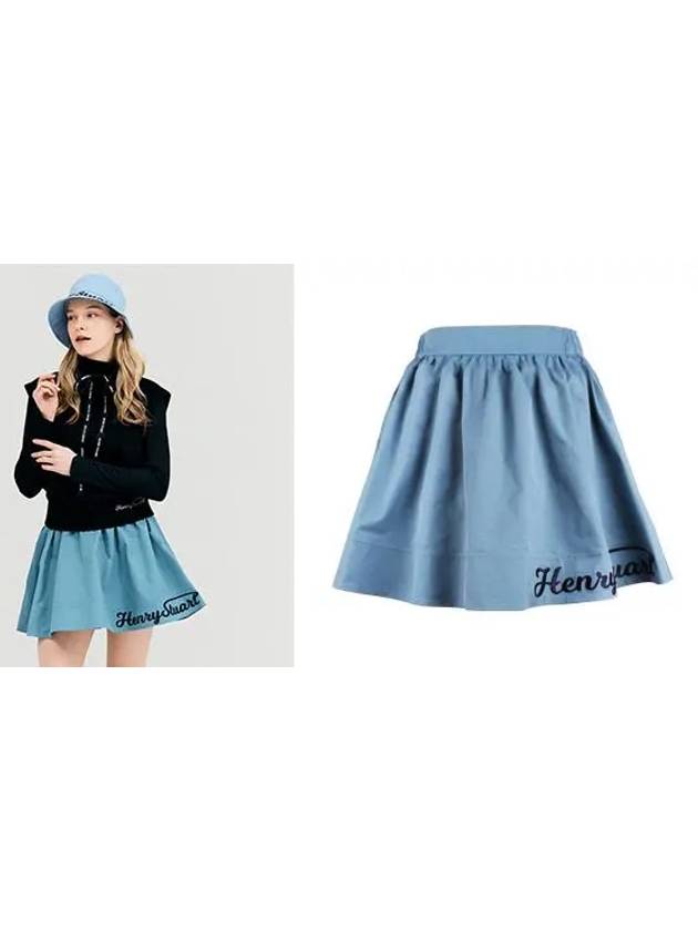 Women's Golf Memory Pleated Skirt Blue - HENRY STUART - BALAAN 3