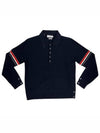 Striped Virgin Wool Long Sleeve Polo Shirt Navy - THOM BROWNE - BALAAN 2