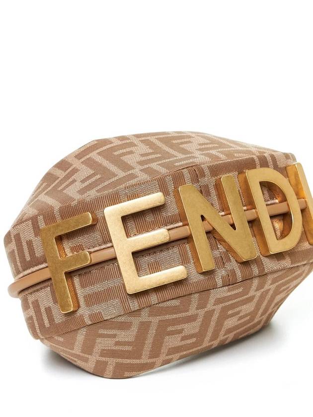 FF Jacquard Fabric Mini Cross Bag Beige - FENDI - BALAAN 5