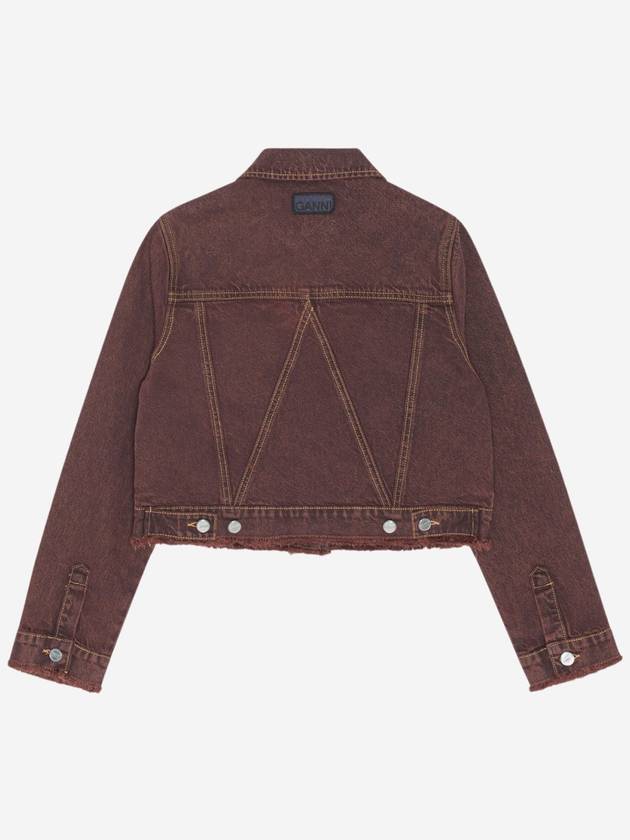 Overdyed Bleach Denim Jacket Bordeaux - GANNI - BALAAN 3