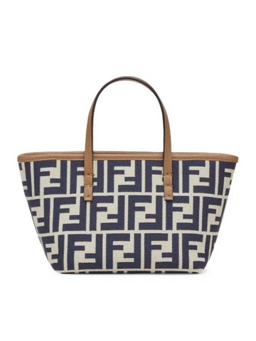 Roll FF Jacquard Small Tote Bag Blue - FENDI - BALAAN 1