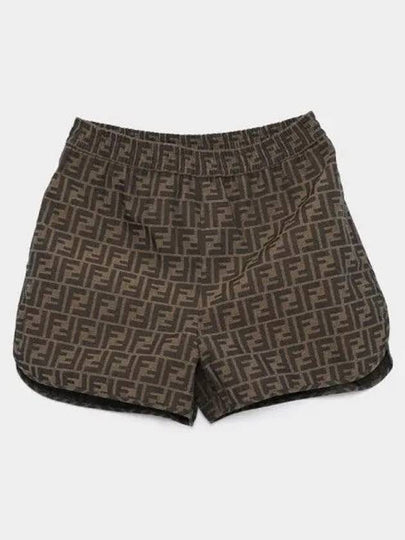 Canvas Jacquard Logo Shorts Brown - FENDI - BALAAN 2