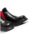 Contrast Panel Chelsea Boots Red Black - ALEXANDER MCQUEEN - BALAAN.