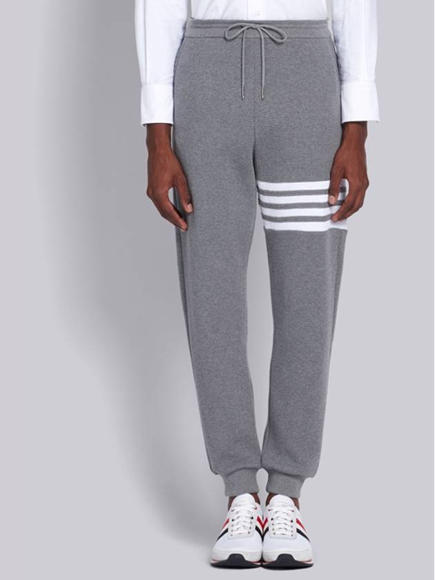 Men's Diagonal Stripe Waffle Track Pants Grey - THOM BROWNE - BALAAN 2