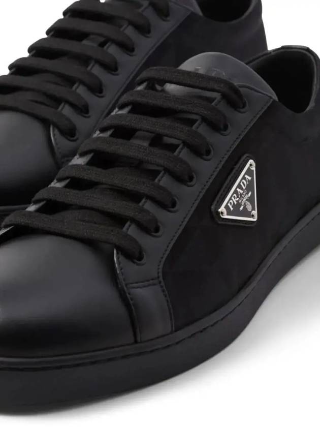 Triangle Logo Leather Re-Nylon Low Top Sneakers Black - PRADA - BALAAN 6