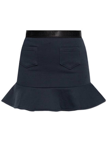 Ganni Skirt With Pockets, Women's, Navy Blue - GANNI - BALAAN 1