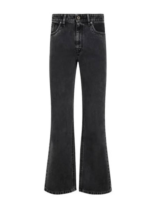 Back Logo Flare Denim Jeans Black - MIU MIU - BALAAN 1