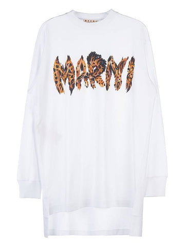 Logo Print Cotton Long Sleeve T-Shirt White - MARNI - BALAAN 1