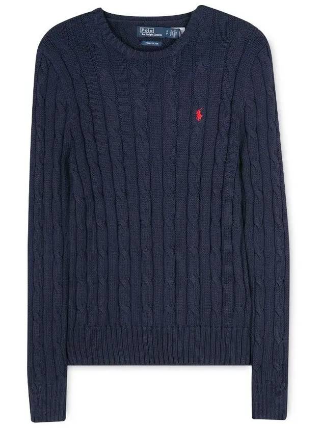 Embroidered Logo Pony Cable Knit Top Navy - POLO RALPH LAUREN - BALAAN 2