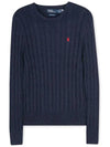 Embroidered Logo Pony Cable Knit Top Navy - POLO RALPH LAUREN - BALAAN 4