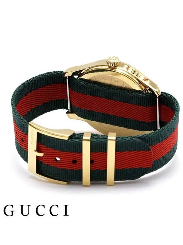 Bee Fabric Band Watch Green Red - GUCCI - BALAAN 4