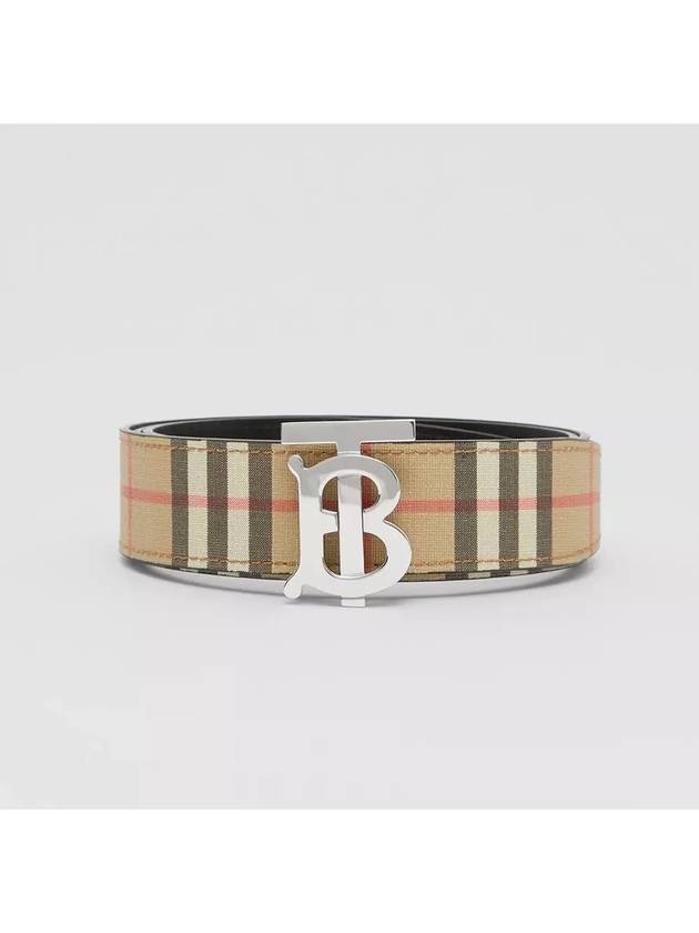 Reversible Monogram Motif Vintage Check Leather Belt Beige - BURBERRY - BALAAN 2