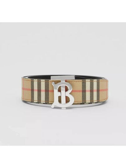 Reversible Monogram Motif Vintage Check Leather Belt Beige - BURBERRY - BALAAN 2