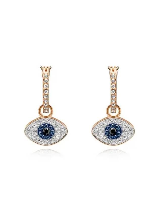 Evil Eye Hoop Earrings Blue Rose Gold - SWAROVSKI - BALAAN 3