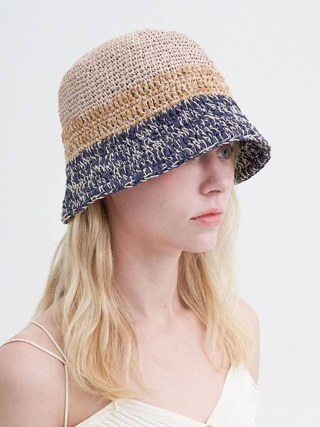 Knitting Straw Bucket Hat Beige - BROWN HAT - BALAAN 1