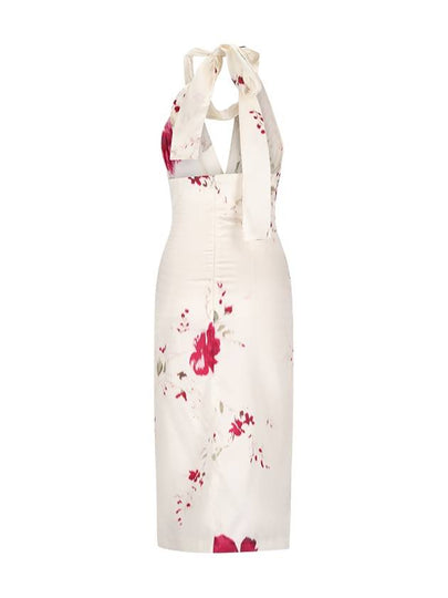 HALTERNECK FLORAL MIDI DRESS - BLUMARINE - BALAAN 2