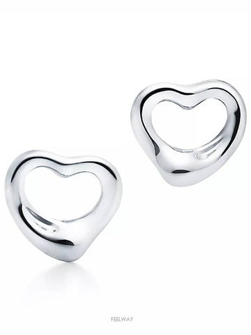 Tiffany Elsa Peretti Open Heart Stud Earrings Silver 11mm - TIFFANY & CO. - BALAAN 1