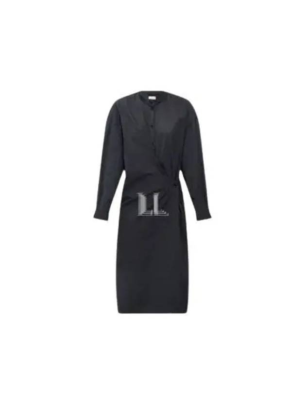 Women's Officer Collar Twisted Midi Dress Black - LEMAIRE - BALAAN 2