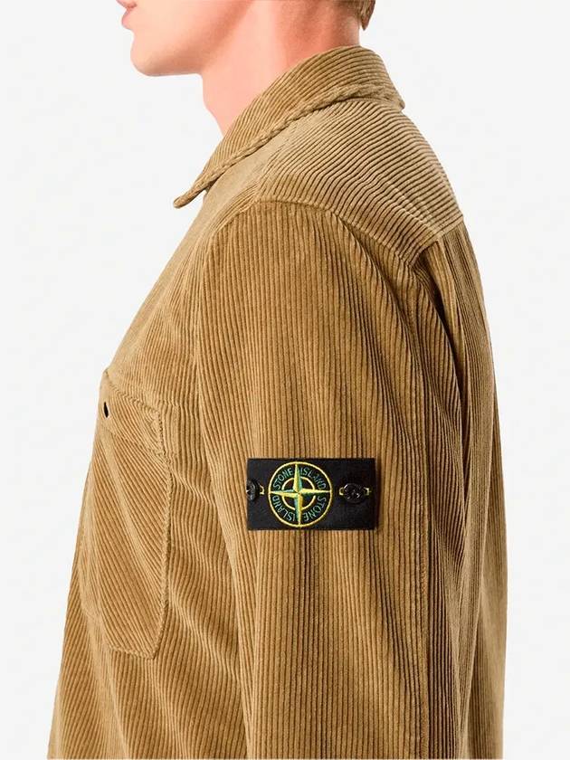 Organic Cotton Corduroy Zip-Up Jacket White - STONE ISLAND - BALAAN 5