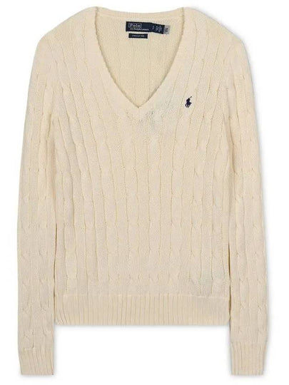 Women's Embroidered Logo Knit Top Cream - POLO RALPH LAUREN - BALAAN 2