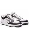 District Triangle Logo Leather Low Top Sneakers White Black - PRADA - BALAAN 4