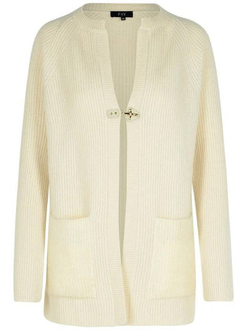 Fay Cream Wool Blend Cardigan - FAY - BALAAN 1