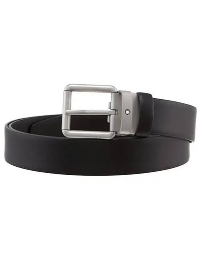 Square Buckle Leather Belt Black - MONTBLANC - BALAAN 2