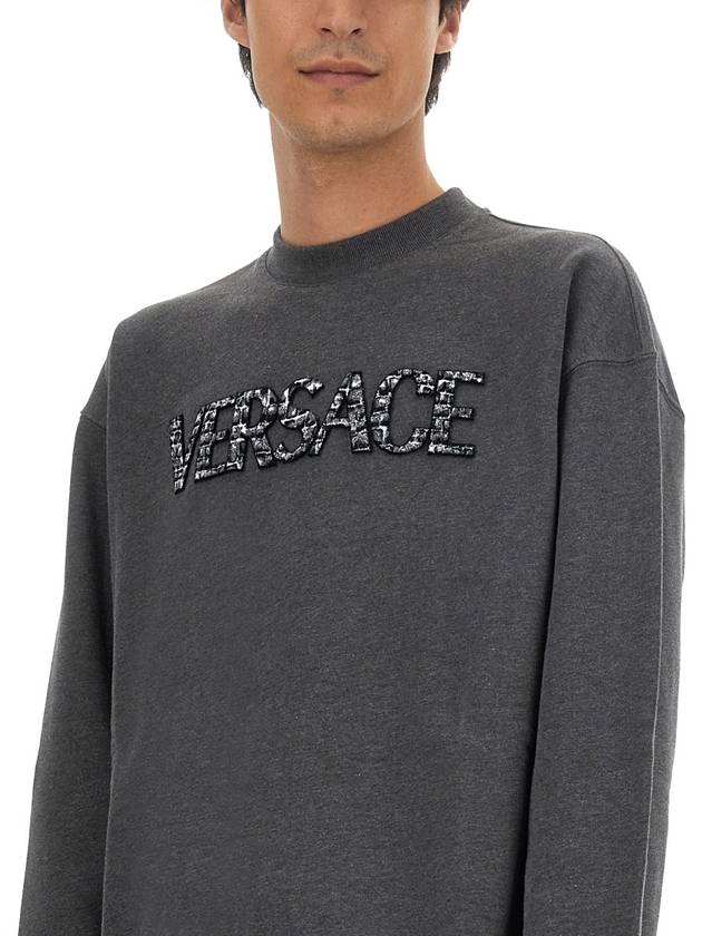 Embroidery Sweatshirt 10125571A09048 1E210 DARK GRAY MELANGE - VERSACE - BALAAN 5