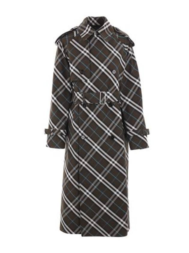 Check Long Cotton Blend Trench Coat Snug - BURBERRY - BALAAN 2