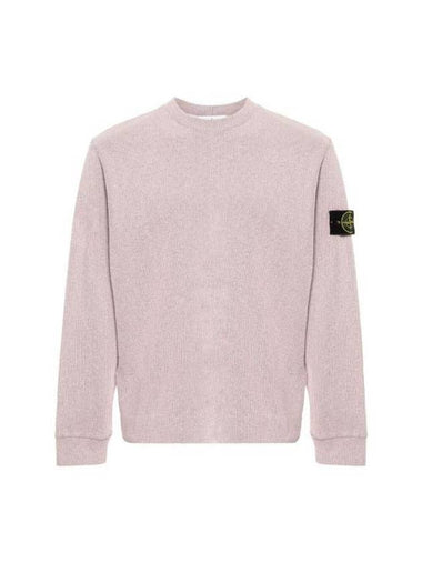 Compass Badge Crew Neck Ribbed Cotton Knit Top Pink - STONE ISLAND - BALAAN 1