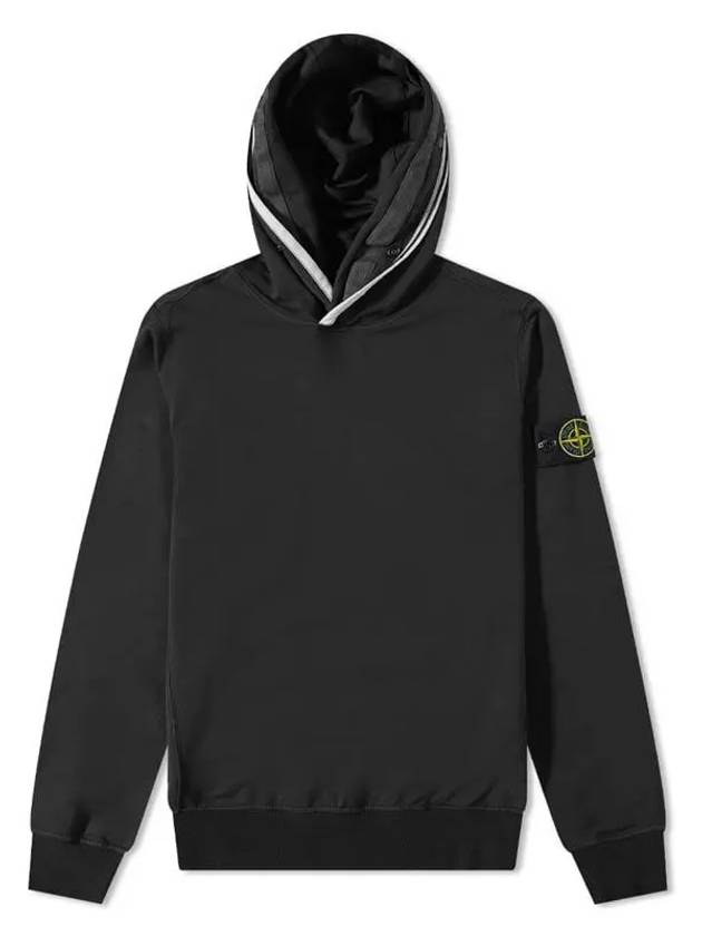 Garment Dyed Cotton Stretch Fleece Hoodie Black - STONE ISLAND - BALAAN 2