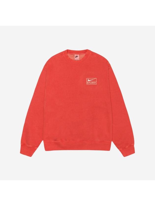 Pigment Fleece Crewneck Sweatshirt Habanero Red - NIKE - BALAAN 1