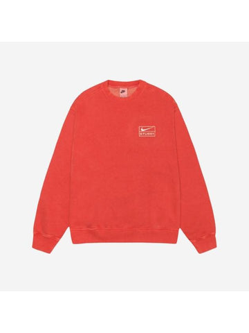 Pigment Fleece Crewneck Sweatshirt Habanero Red - NIKE - BALAAN 1