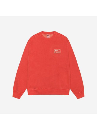 Stussy Pigmented Fleece Crew Neck Habanero Red FQ3015 642 - NIKE - BALAAN 1