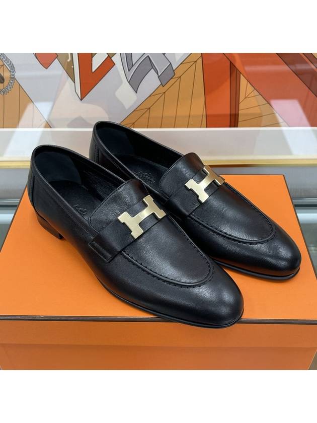 Paris Goatskin Loafers Permabrass Noir - HERMES - BALAAN 6