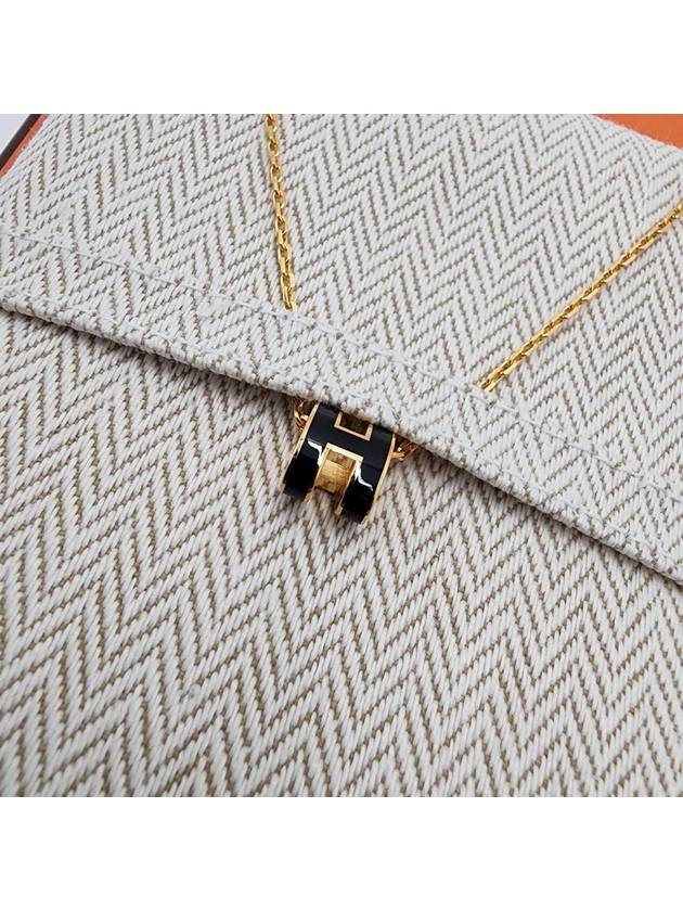 Mini Pop H Pendant Necklace Gold Noir - HERMES - BALAAN 4