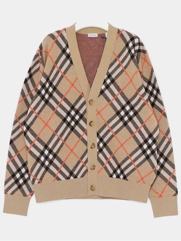 Check Wool Mohair Blend Cardigan Sand - BURBERRY - BALAAN 4