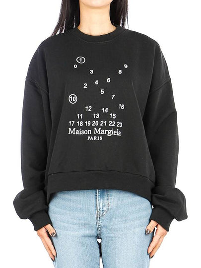 Women's Numbering Logo Print Cotton Sweatshirt Black - MAISON MARGIELA - BALAAN 2