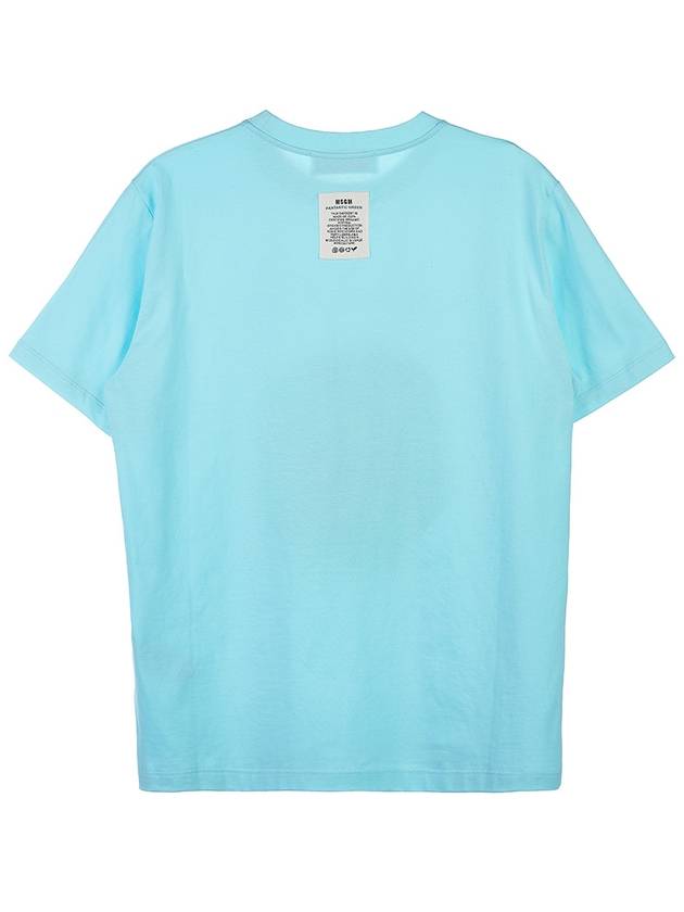 Fantastic Green Logo Short Sleeve T-Shirt Blue - MSGM - BALAAN 3