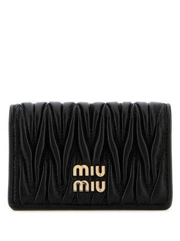 Matelasse Nappa Leather Half Wallet Black - MIU MIU - BALAAN 1