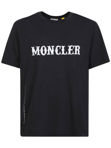 Fragment Logo Short Sleeve T-Shirt Black - MONCLER - BALAAN 1