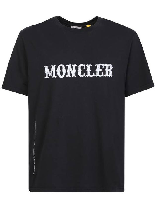 Men's Logo Print Short Sleeve T-Shirt Black - MONCLER - BALAAN 1
