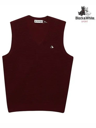 Men's V-neck Knit Vest Brown - BLACK&WHITE - BALAAN 2