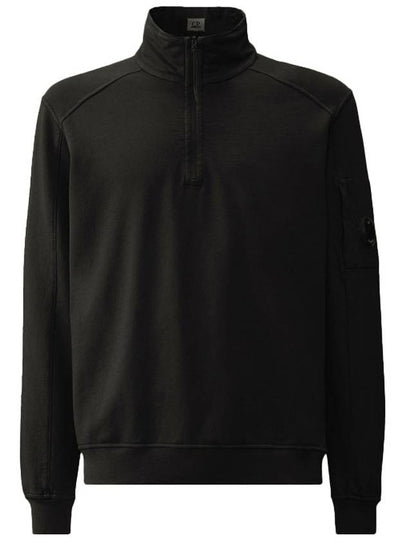 Light Fleece Half Zipped Sweatshirt Black - CP COMPANY - BALAAN 2