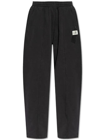 MM6 Maison Margiela Track Pants With Stitching On The Legs, Women's, Black - MAISON MARGIELA - BALAAN 1